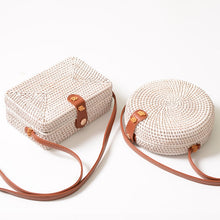Load image into Gallery viewer, White Round Straw Women Bag
