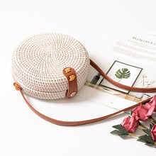 Load image into Gallery viewer, White Round Straw Women Bag